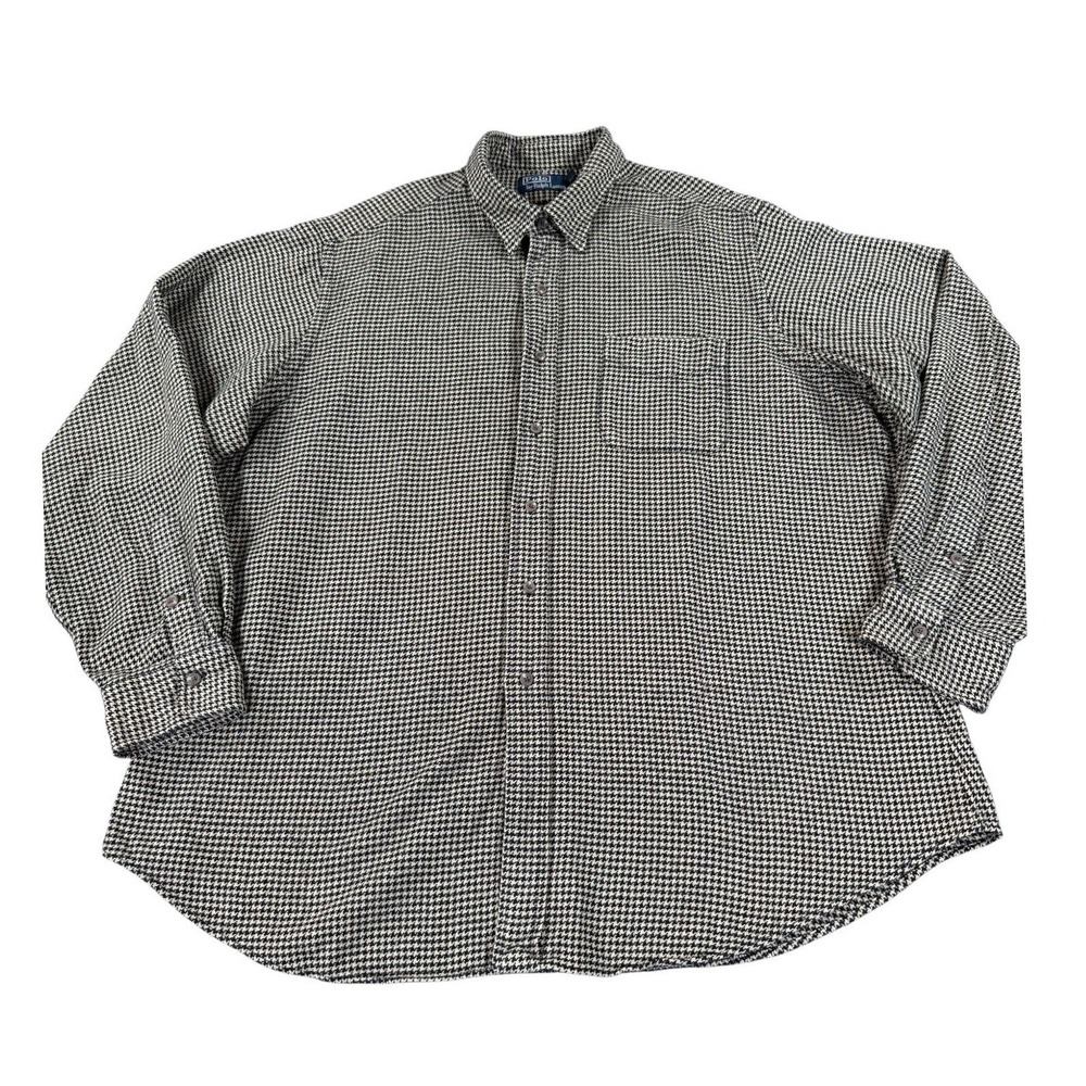 Polo Ralph Lauren Shirt Mens XXL Vintage Made USA Houndstooth Button Up 90s